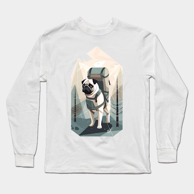 the pug goes on a hike Long Sleeve T-Shirt by NemfisArt